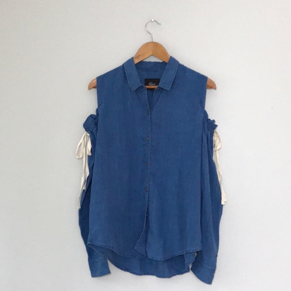 Rails Tops - Rails denim chambray cold shoulder button down